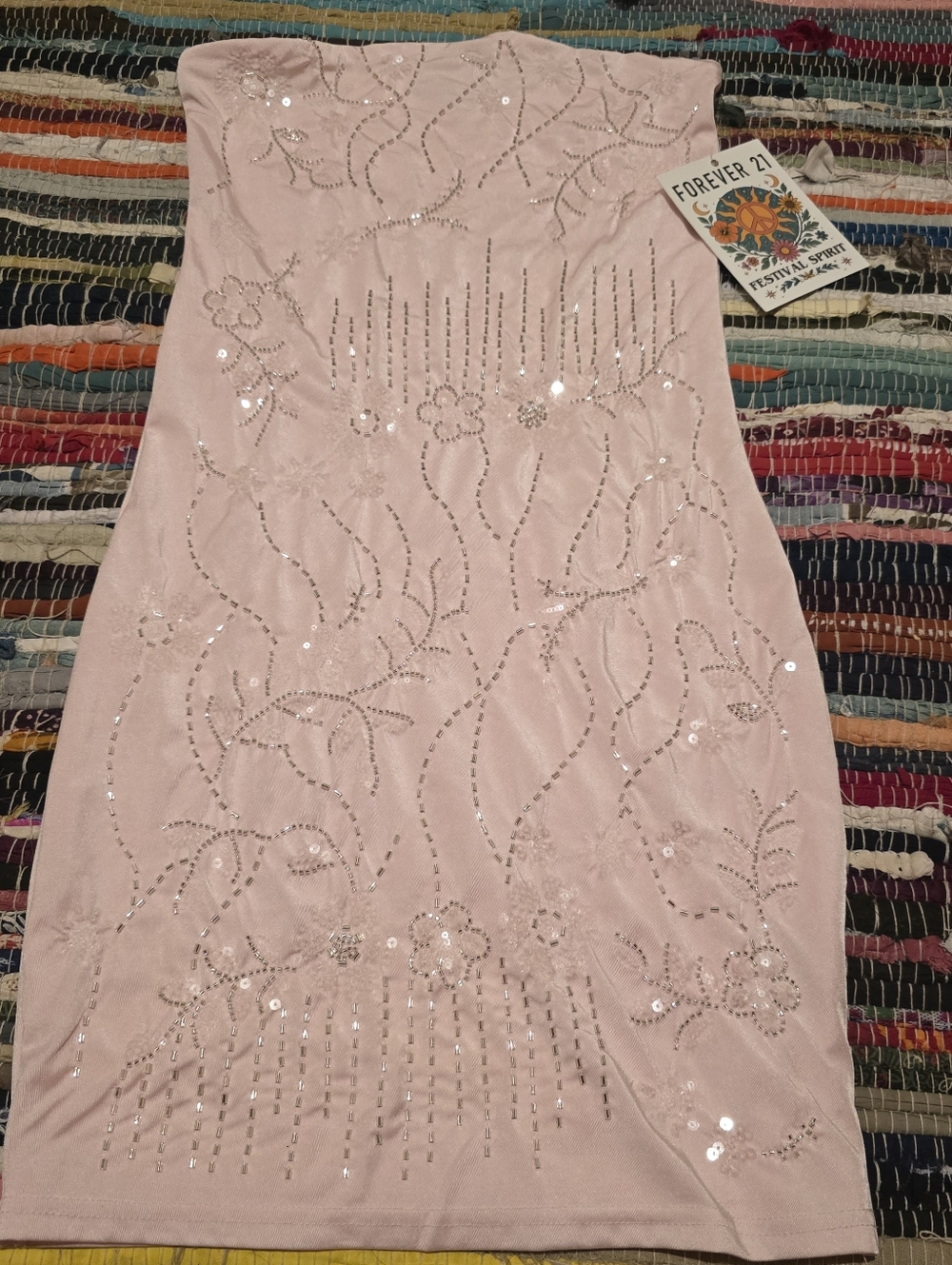 Y2k Top Tube DressForever 21 Embellished Strapless Tank Dress with Rhinestones